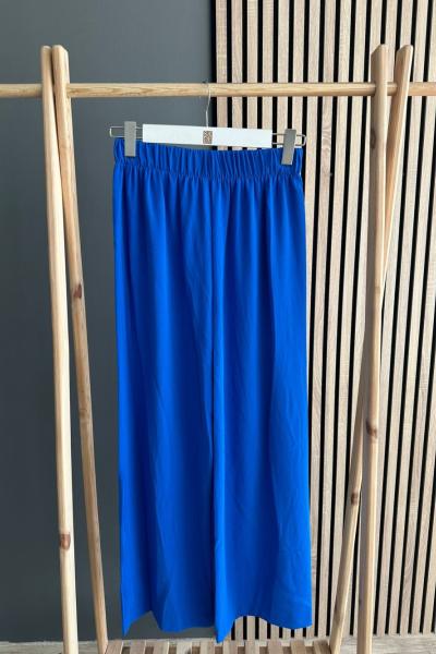 Puane Bol Paça Ayrobin Pantolon Saks Mavisi