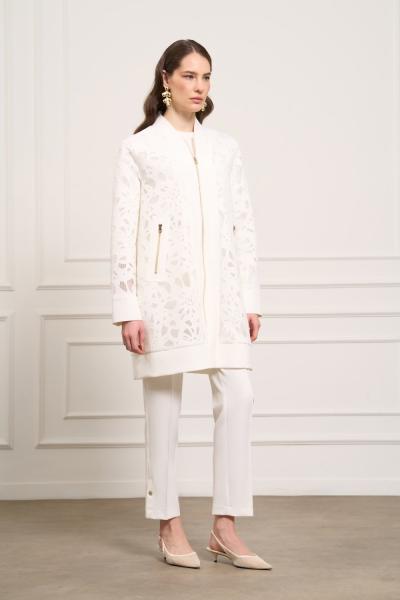 Mascara Önü Fermuarlı Bomber Beyaz