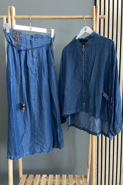 Ceremony Bomber Ceketli Etekli İspanyol Tencel Takım Lacivert