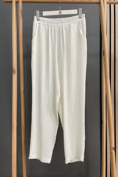 Ceremony Bürümcük Kumaş Havuç Pantolon Ekru