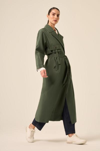 Ceremony Tek Cepli Zımba Detaylı Dubai Belden Kuşaklı Kap Yeşil