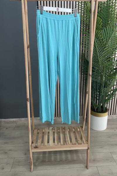 Ceremony Ceremony Yandan İki Cepli Bambu Bol Pantolon Turkuaz