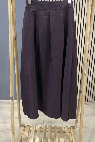 Ceremony Arkası Lastikli Önü Pileli Dubai Etek Kızıl Kahve