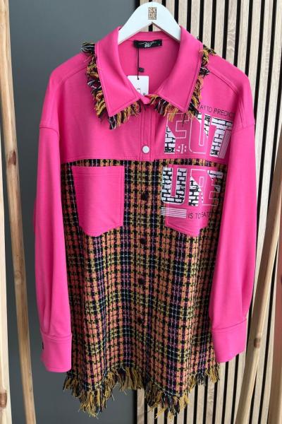 MY312 Fuşya Tüvit Detaylı Ceket Fuşya