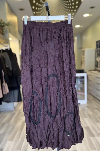 Ceremony 2026 KIŞ Merlin Kraşlı Halka Detaylı Etek Bordo