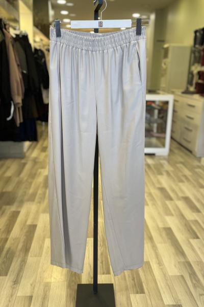 Ceremony 2026 KIŞ Anjelik Beli Lastikli Yanları Deri Şeritli Pantolon Taş Rengi