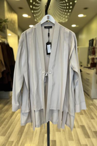 Ceremony 2026 KIŞ Anjelik Önden Bağlamalı Saçaklı Ceket Taş Rengi