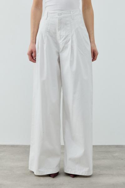 Merwish 2026 Yaz Pileli Denim Pantolon Beyaz