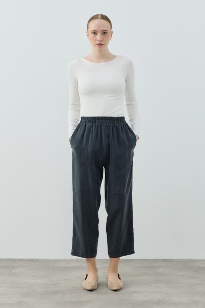 Merwish 2026 Yaz Tencel Palazzo Pantolon Antrasit