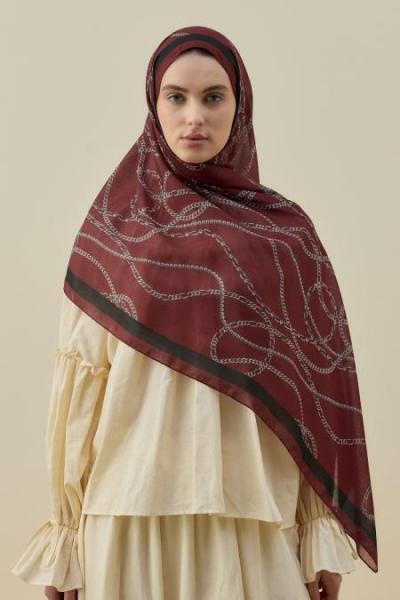 Merwish 2026 Yaz Crown Şal Bordo