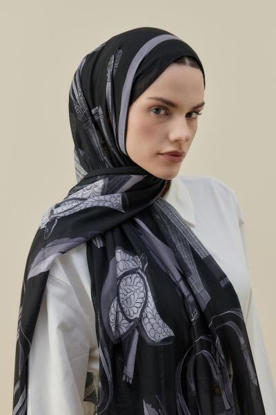 Merwish 2026 Yaz Artisan Şal Siyah