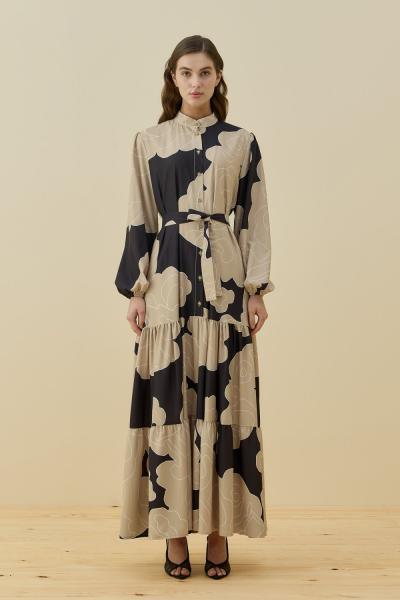 Merwish 2026 Yaz Bloom Elbise Taş Rengi