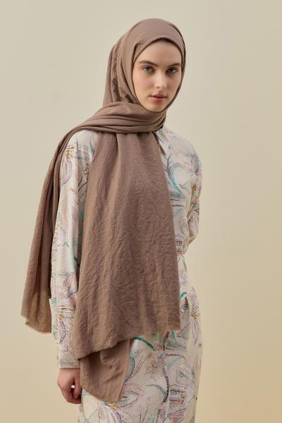 Merwish 2026 Yaz Soft Bambu Şal Vizon