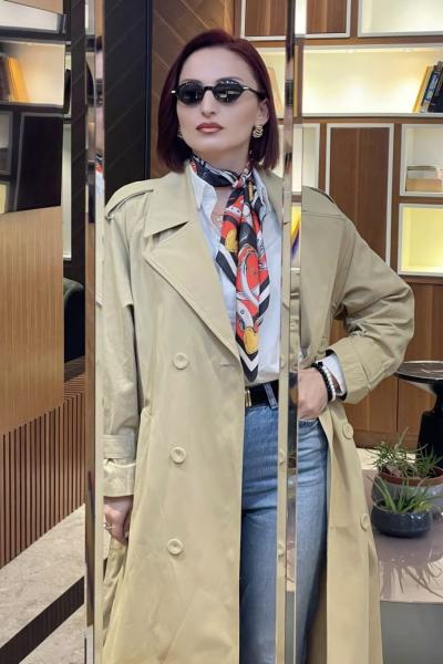 Ceremony 2026 Yaz Alleri Düğme Detaylı Kruvaze Pamuk Trençkot Fıstık Yeşili