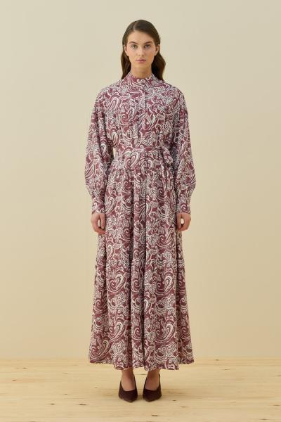 Merwish 2026 Yaz Marakeş Elbise Bordo
