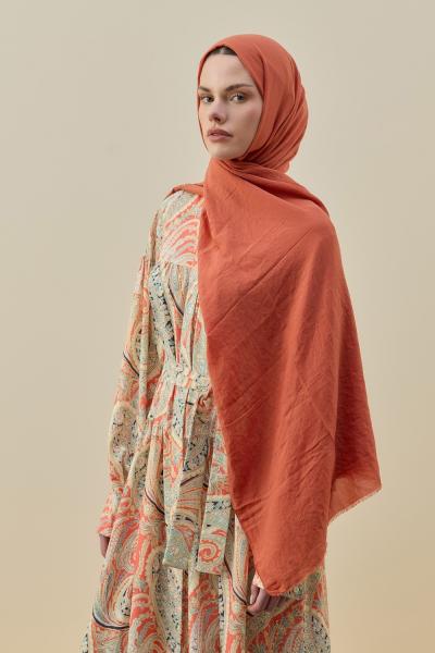 Merwish 2026 Yaz Soft Bambu Şal Oranj