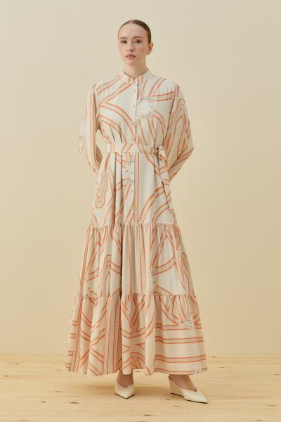 Merwish 2026 Yaz Bloom Elbise Turuncu