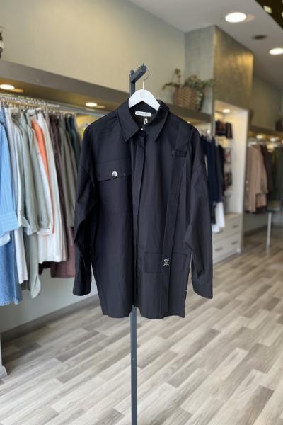 Ceremony 2026 Yaz Sol Tarafı Askı Detaylı Paper Touch Gömlek Siyah