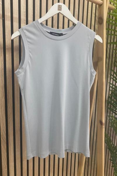 Ceremony Kolsuz Bambu Kısa Bluz Açık Gri