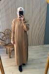 SADE Fitilli Triko Elbise Camel